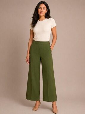 Ann Taylor Factory The Slim  Olive Wide-Leg High-Rise Pants Size 10 NWT